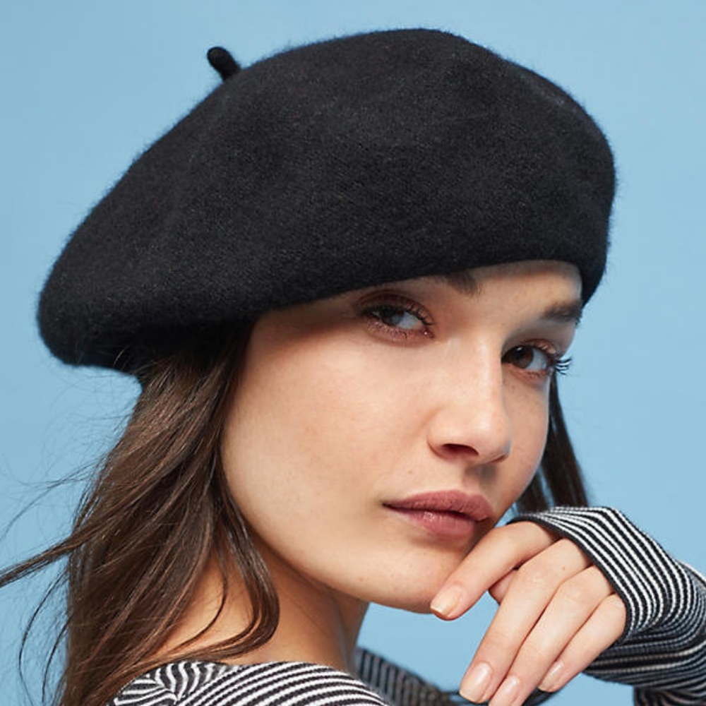 Felt Beret Hat - Black